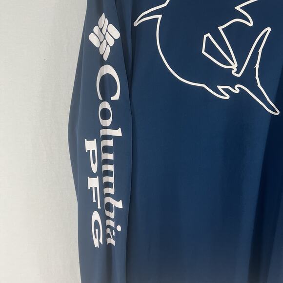 Lot Of 2 Columbia PFG Mens Large T-shirt long sleeves Blue Omni Shade - Picture 3 of 13